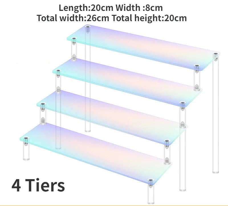 1-5 Tier Iridescent Acrylic Display Risers Stand Shelf for Figures Collectibles Cupcakes Perfumes Jewel Decorating & Organizing