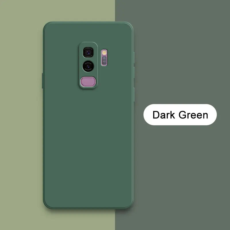 Square Liquid Silicone Back Cover for Samsung Galaxy S9 Plus Camera Protective Soft Shockproof Phone Case SamsungS9 S9Plus Funda