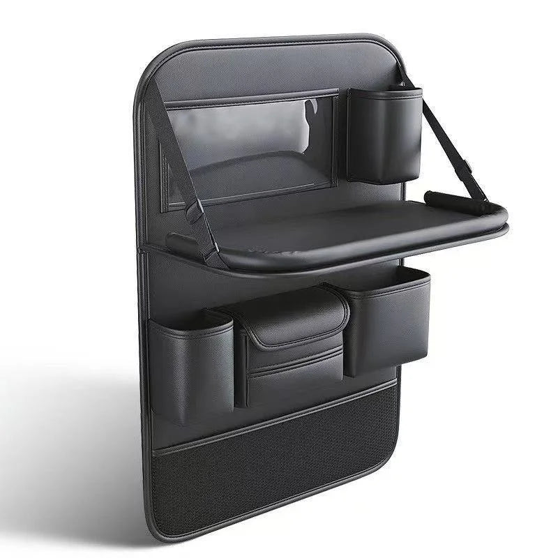 Car Seat Back Storage Bag 6-Pocket with Foldable Table Seat Back Protectors Waterproof  Anti-Kick Pad For Car Essentials