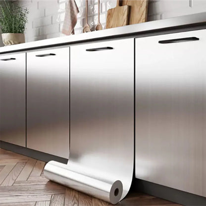 Decorative waterproof fireproof self-adhesive wallpaper 40cm brushed silver refrigerator living room kitchen countertop