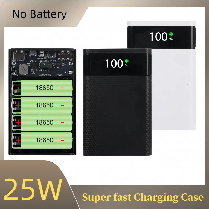 No Batteries 18650 Battery DIY Power Bank Case Charge Storage Box 5V Dual USB Type C Holder PD QC3.0 Quick Charge For Smartphone