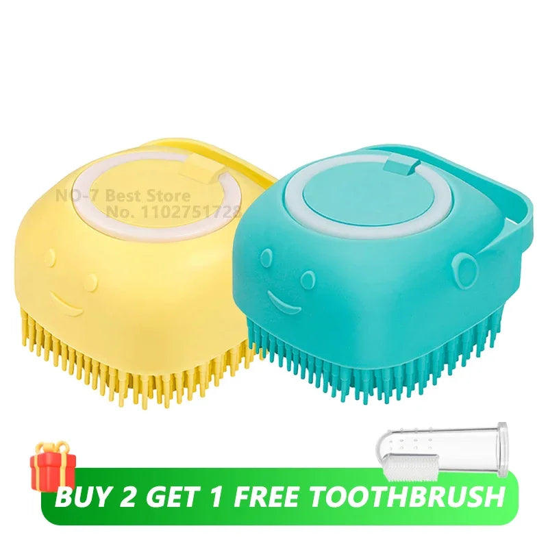 Silicone Dog Bathing Brush with Shampoo Dispenser