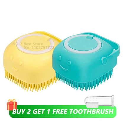 Silicone Dog Bathing Brush with Shampoo Dispenser