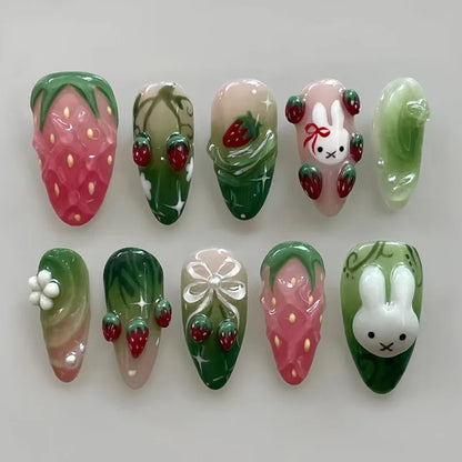 24 false nail pieces shipped randomly, Instagram-style false nails, wearable full-coverage almond-shaped press-on nails.