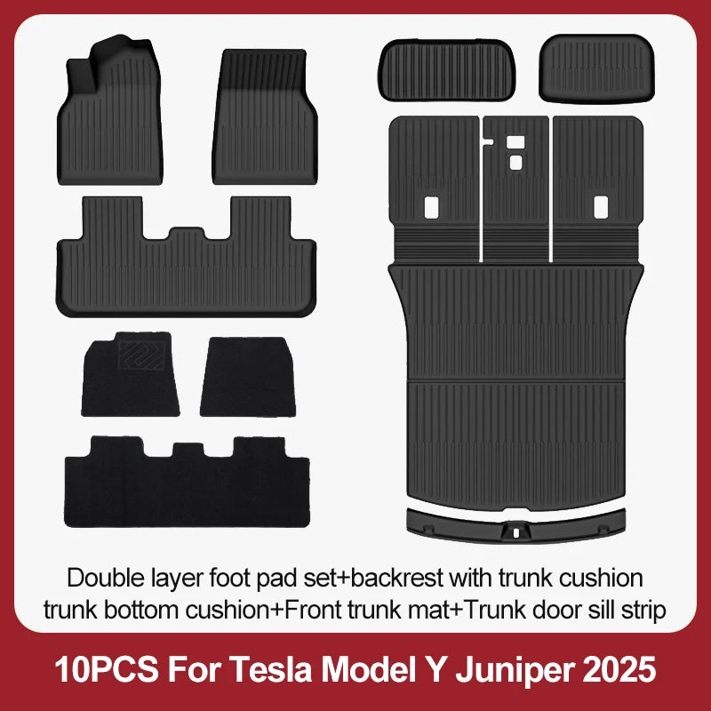 For Tesla New Model Y Juniper Premium/Performance 2025+ TPE Floor Mats Luggage Mat Wear-resistant Foot Pads ModelY Trunk Mats