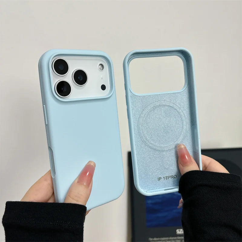 Magnetic Liquid Silicone Case for iPhone 17/17 Air/17 Pro/17 Pro Max For Magsafe Big Camera Hole Cover Shockproof Protective