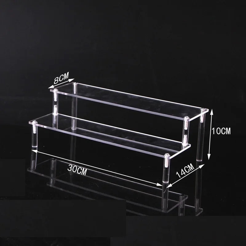 Black 1-5 Tier Acrylic Display Stand Clear Display Riser Rack for Cupcake Perfume Doll Décor Organizer Amiibo Funko POP Figures