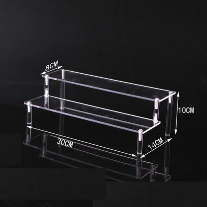 Black 1-5 Tier Acrylic Display Stand Clear Display Riser Rack for Cupcake Perfume Doll Décor Organizer Amiibo Funko POP Figures