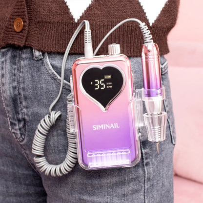 SIMINAIL Professional Nail Drill Machine 35000RPM Portable Electric Nail File Rechargeable Manicure Machine Set Efile Bit Kit