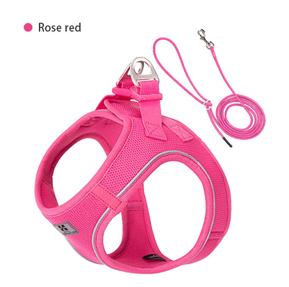 Dog Harness Leash Set for Small Medium Dog Adjustable Reflective Puppy Cat Harness Pet Vest Chihuahua Dachshund Outdoor Walking