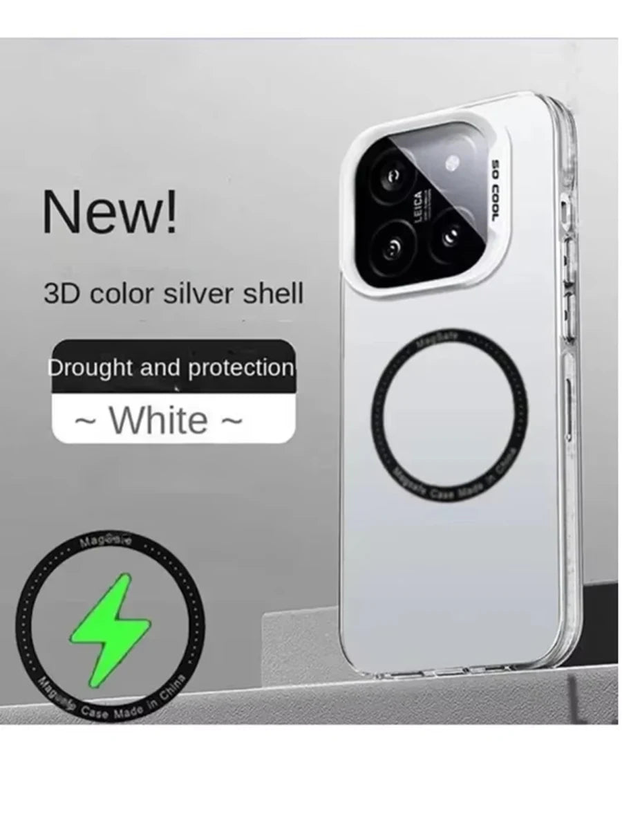 Luxury For Magsafe Wireless Charging Matte Frosted Case For Xiaomi 14 13 13T 14TPro Semi-Transparent Shockproof Protection Cover