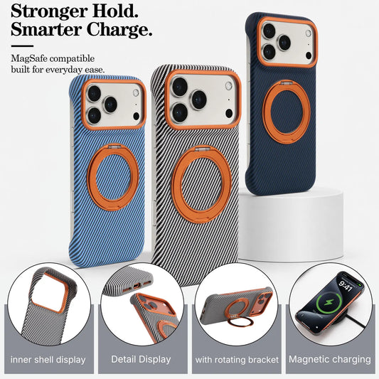 Fashion Premium PU Leather Phone Case With 360° Rotatable Ring Kickstand Compatible With iPhone 14 15 16 17 Pro Max