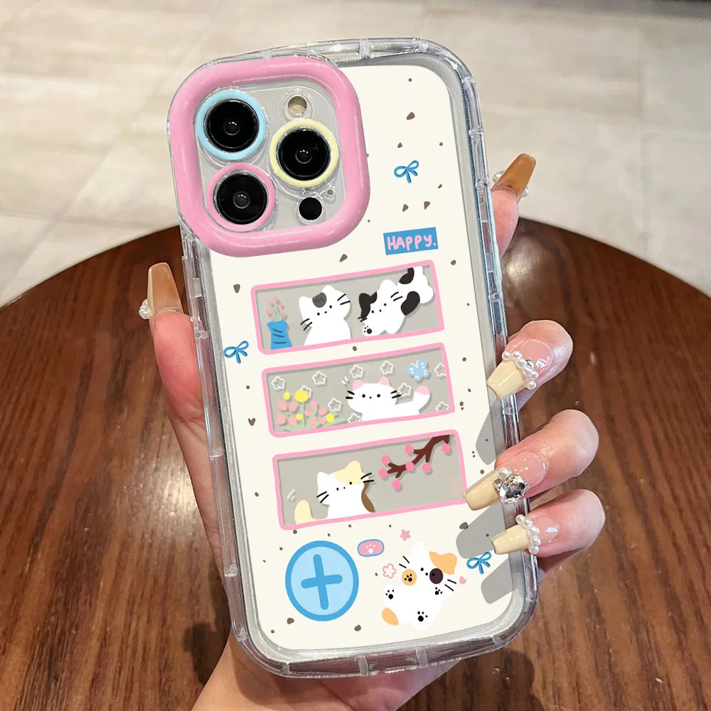 Cut Cat Aninal Phone Case For iPhone 15 Funda iPhone 16 17 Pro Max 11 13 14 12 7 8 Plus SE 2020 Air 17promax Silicone Soft Cover