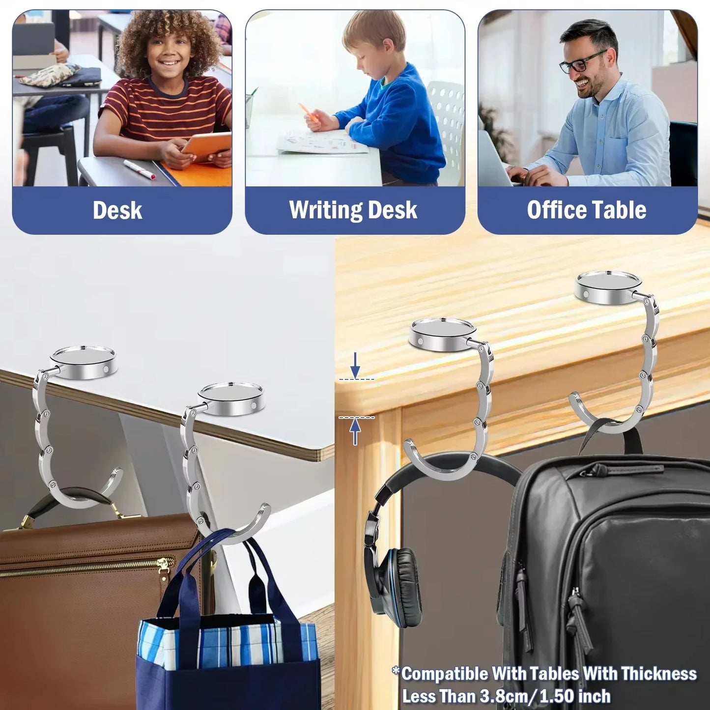 Stylish Round Bag Hook Foldable Purse Hanger for Tables Handbags Wallets Durable Portable Design Keeps Bags Clean Organized