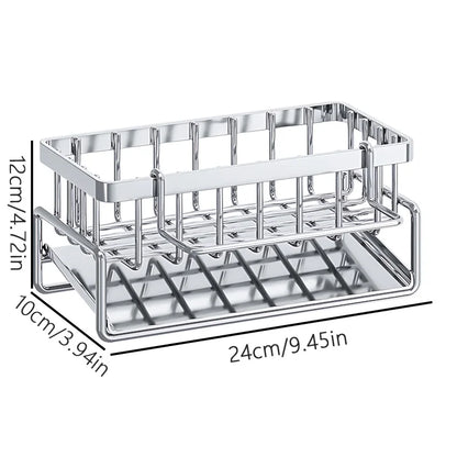 9.45x4.72in Stainless Steel Sink Caddy Organizer - Rust-Proof Storage Rack for Kitchen Cleaning Supplies