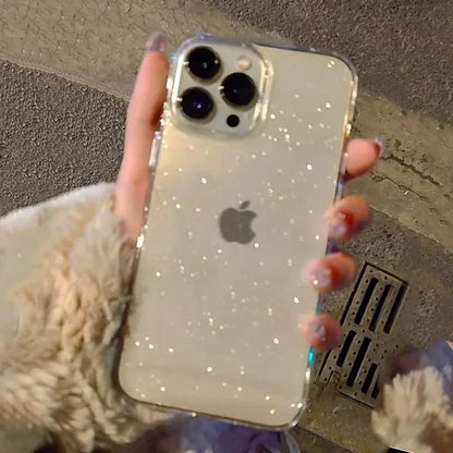 Pink Glitter Bling Clear Soft Case for IPhone 17 Air 16 15 14 13 12 11 Pro Max Plus 17Pro 16Pro 16e I Phone Women Fundas Cover