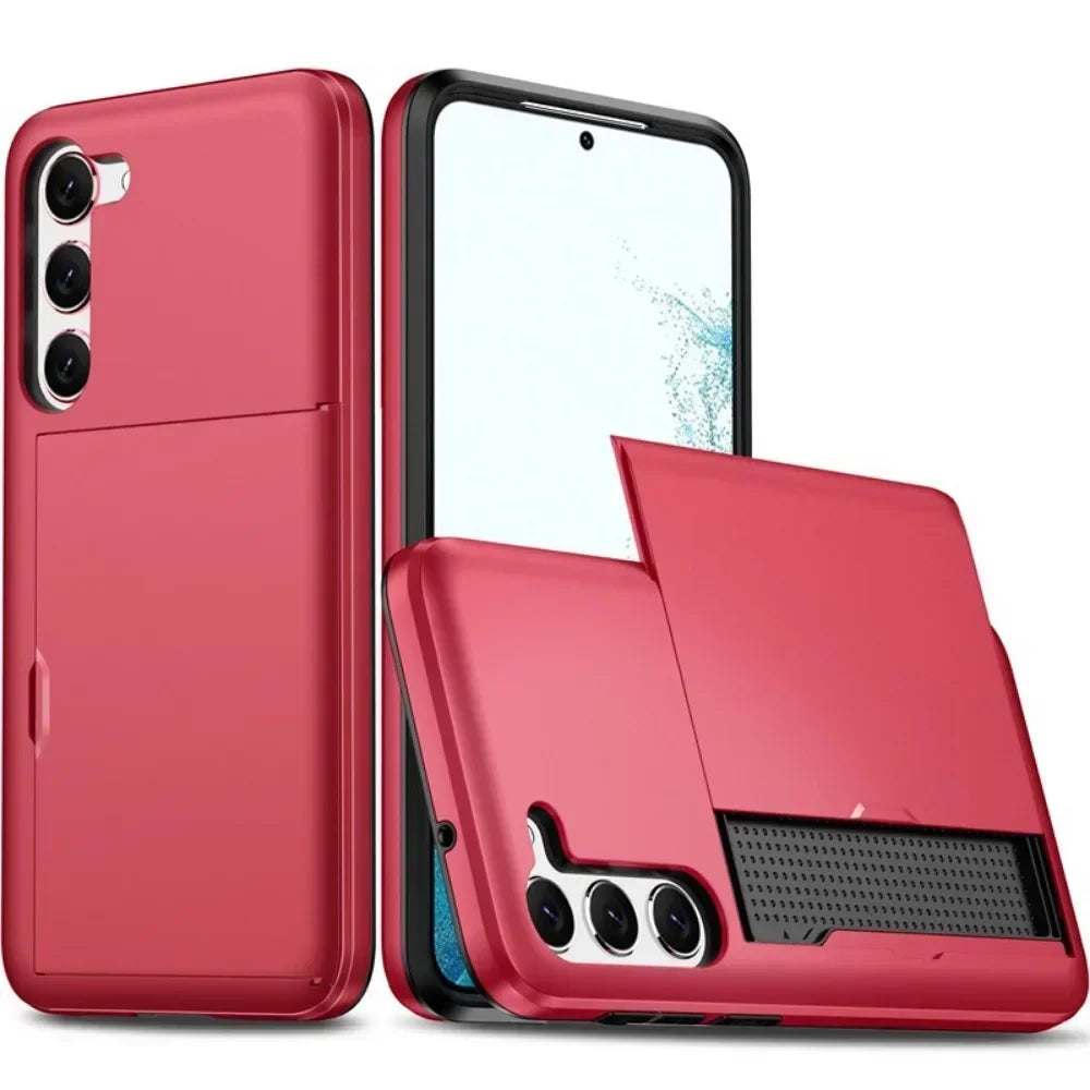 For Samsung Galaxy S26 S25 S24 Ultra S22 Plus S23 S21 S20 FE Note 20 A17 A55 Wallet Cover Card Holder Slot Shockproof Phone Case