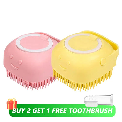 Silicone Dog Bathing Brush with Shampoo Dispenser