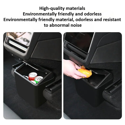 For Tesla Model Y Juniper 2025 Rear Seat Trash Can Middle Under-seat Storage Box ABS Waterproof Umbrella Box Car Accessories