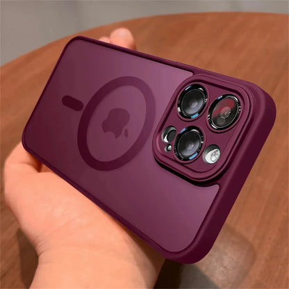 Matte Translucent Lens Protection MagSafe iPhone Case – Full Coverage for iPhone 11–16 Series