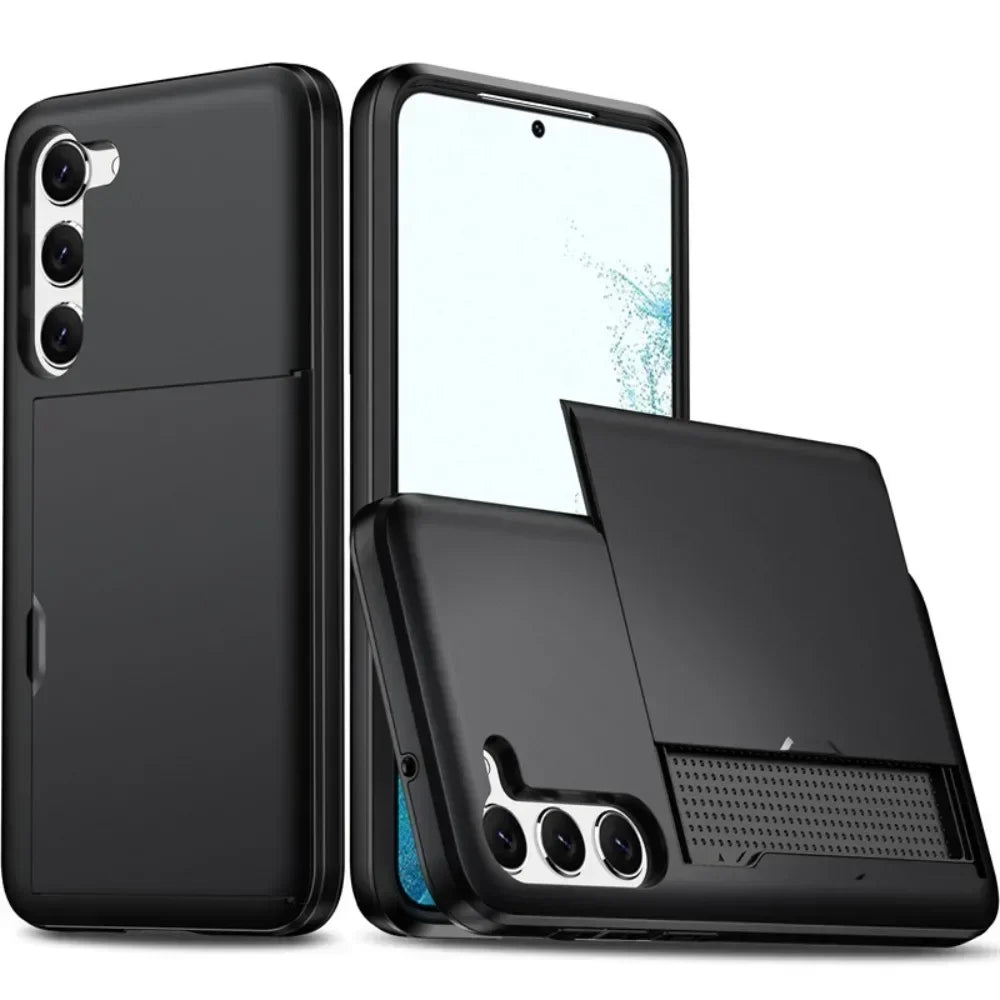 For Samsung Galaxy S26 S25 S24 Ultra S22 Plus S23 S21 S20 FE Note 20 A17 A55 Wallet Cover Card Holder Slot Shockproof Phone Case
