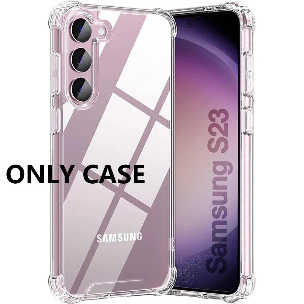 Shockproof Soft Clear TPU Case For Samsung Galaxy S25 S24 S23 S21 FE S22 Plus Ultra Cover For Samsung A13 A26 A56 A36 A54 A53