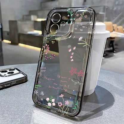 Flower Phone Case For iPhone 16 15 13 11 14 12 17 Pro Max 16E XS XR 7 8 Plus SE Shockproof Transparent Cover Silicone Soft Funda