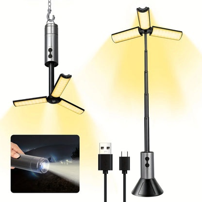 Folding Camping Light Portable Telescopic Lanterns USB Rechargeable 8000mAh Outdoor Waterproof Power Bank Lamp With Triangle Sta