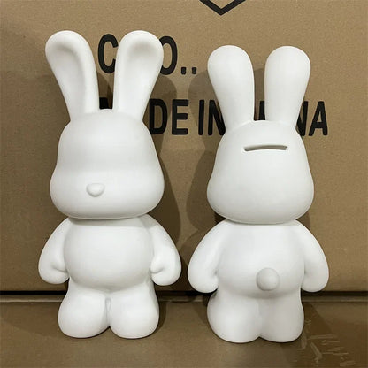 New DIY Paint Fluid Animal Bear Rabbit Lucky Dragon White Hand Painted Home Decoration Doll Toy Statue Deposit Can Handmade Gift