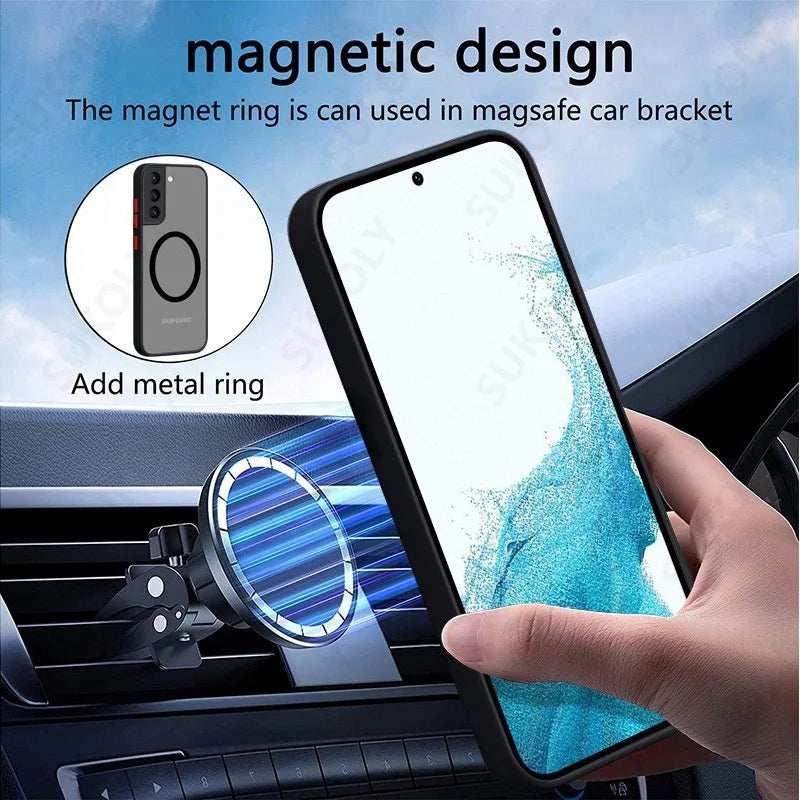 Stylish Magnetic Matte Phone Case for Samsung Galaxy S26 S25 S25FE S25edge S24 S23 S21 S20 FE Plus Ultra Hard Case Shock Proof