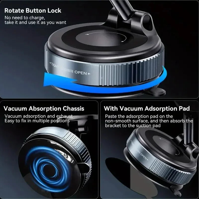 360° Magnetic Car Phone Holder with Vacuum Suction Cup