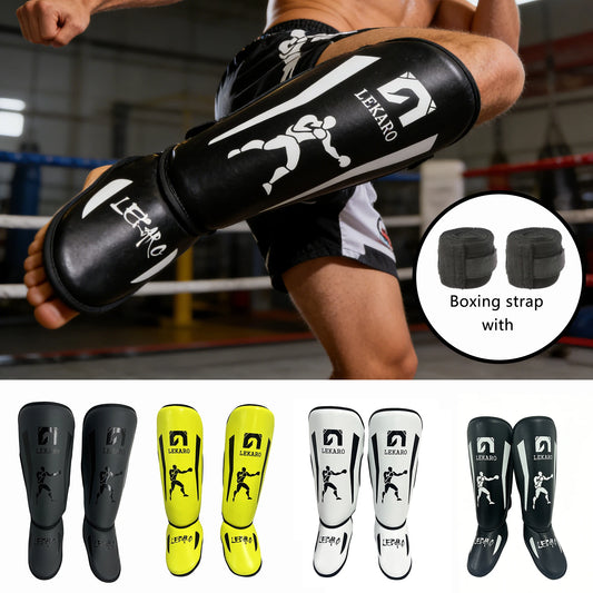 Lekaro Adult Professional Fighting Leg Guards Boxing Shin Guards Fighting Protective Gear Instep Protection Fighting Equipment