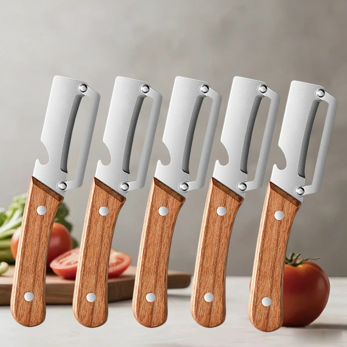 Kitchen Peeler Stainless Steel Vegetable Peeler with Wooden Handle for Peeling and Slicing Fruits and Vegetables Kitchen Tool