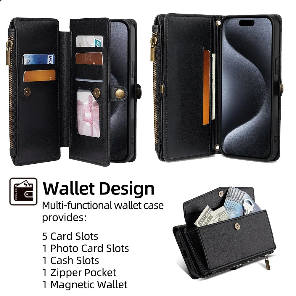 Flip Cover Wallet Phone Case For Samsung Galaxy S26 S25 S24 S23 S22 S21 FE Plus Ultra Edge 5G PU Leather Multi-Functional Bags