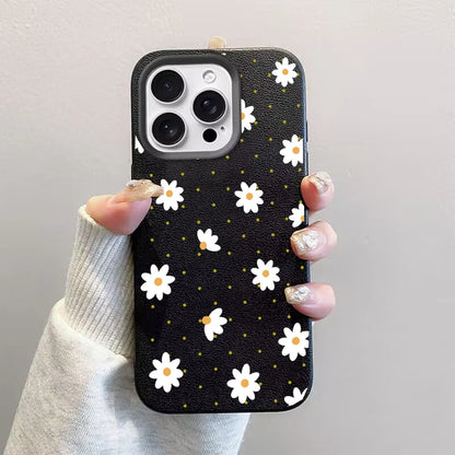 Phone Case For IPhone 17 Air 16E 11 12 14 13 15 16 17 Pro Max IPhone17 Cute Flowers Floral Love Heart Silicone Leather PU Cover