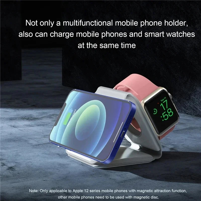 3-in-1 Magnetic Portable Wireless Charger Pad Fast Charging Dock For iPhone 17 16 Pro Max Apple Watch 9 8 AirPods Charge Station