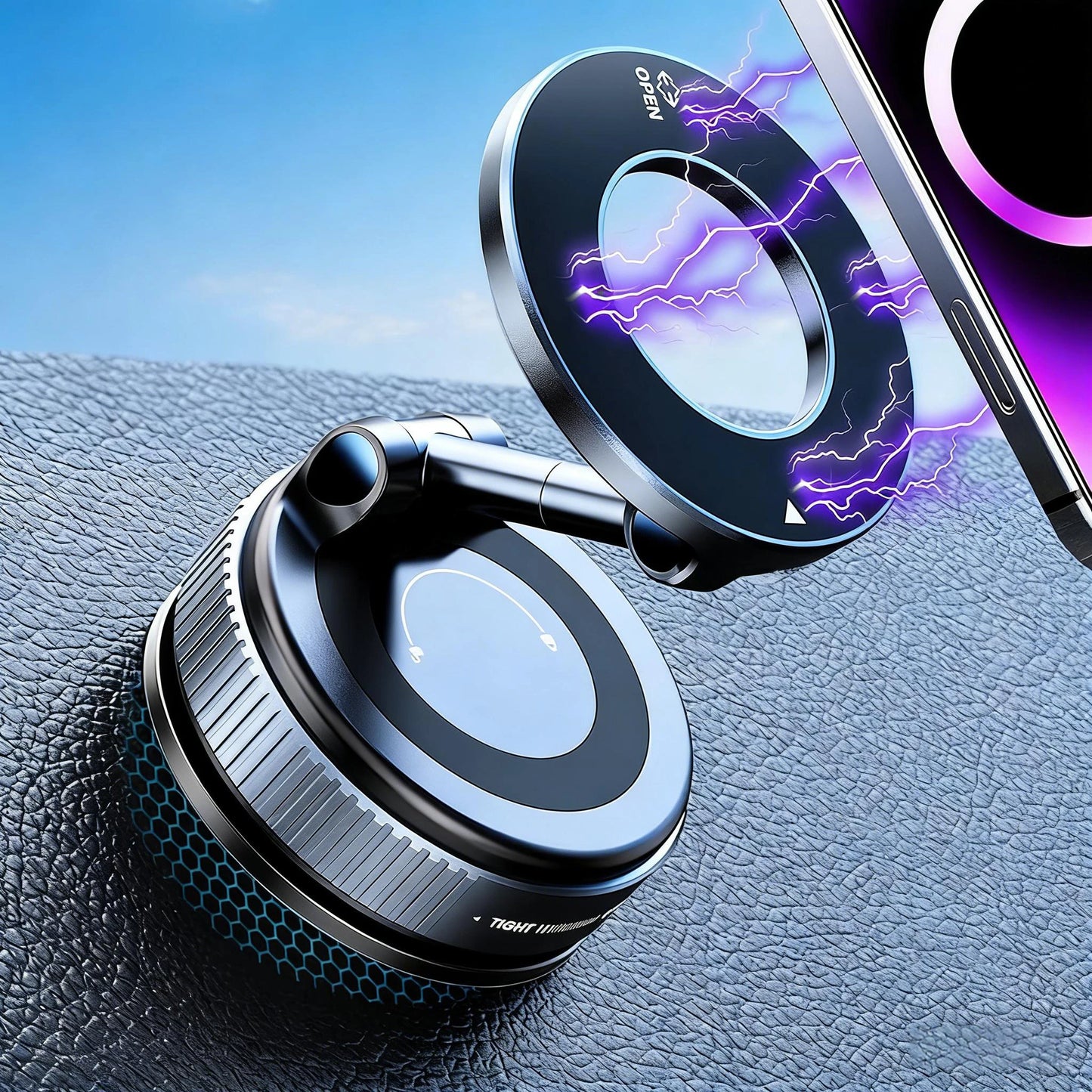 Folding Strong Magnet Magnetic Phone Holder 360° Rotation Desk Car Vacuum Suction Windshield Dashboard Mobile Holder