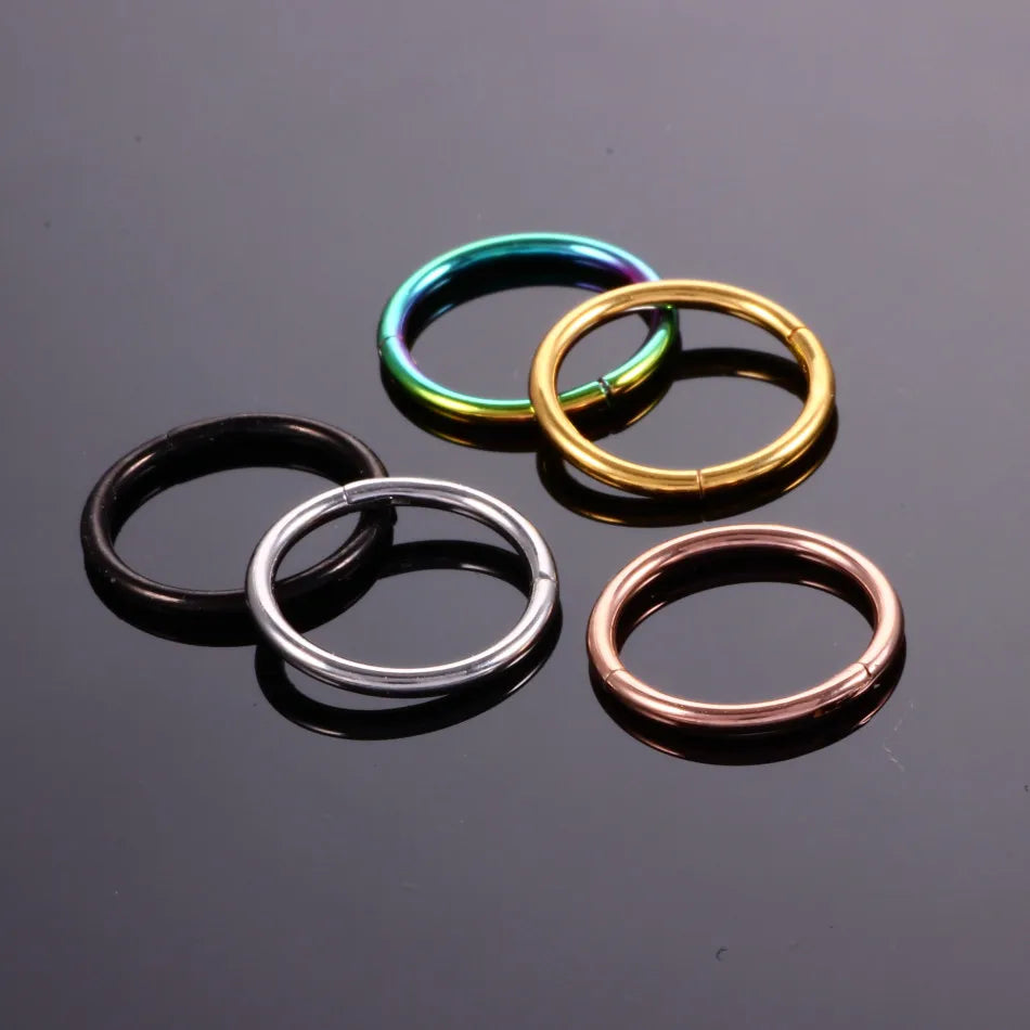 1PC Hinged Segment Nose Hoop – Surgical Steel Septum Clicker, Daith Earring, Piercing Jewelry