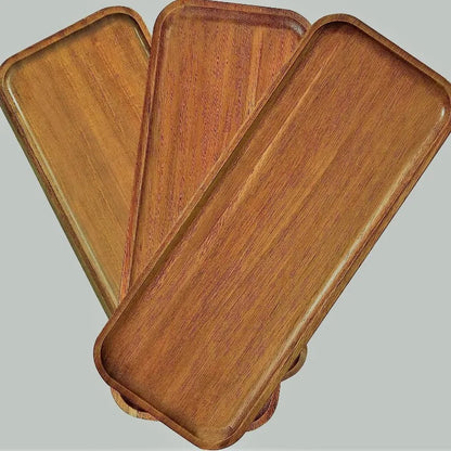 Wabi Sabi Style Acacia Wood Decorative Serving Platter Oval Natural Wood Tray for Home Tabletop Decoration Small Organizer