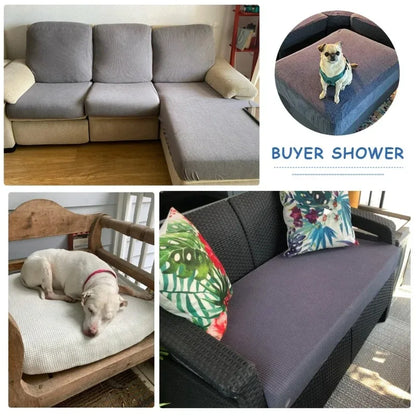 Waterproof Sofa Seat Cushion Cover Jacquard Polar Fleece Sofa Covers Elastic Removable Couch Cover Pets Kids Furniture Protector