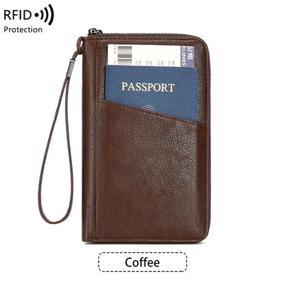 Anti theft RFID shielded passport clip travel wallet waterproof PU ticket storage bag multifunctional passport wallet