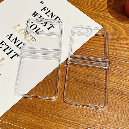 Clear Phone Case For Samsung Galaxy Z Flip 7 FE 6 5 4 Shockproof Folding Transparent Hard Cover For Samsung Z Flip5 Flip4 Flip3