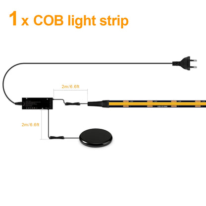 Touch Dimmable Black PCB LED Strip Light COB Tape For Walnut Acoustic Wooden Slat Grille TV Background Wall Panel&Cabinet Decor