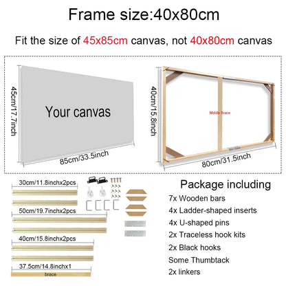 Various Sizes Canvas Frame Wooden Frames Natural Wooden Photo Oil Painting Canvas Diamond Painting Frames Canvas Wood Wall Frame