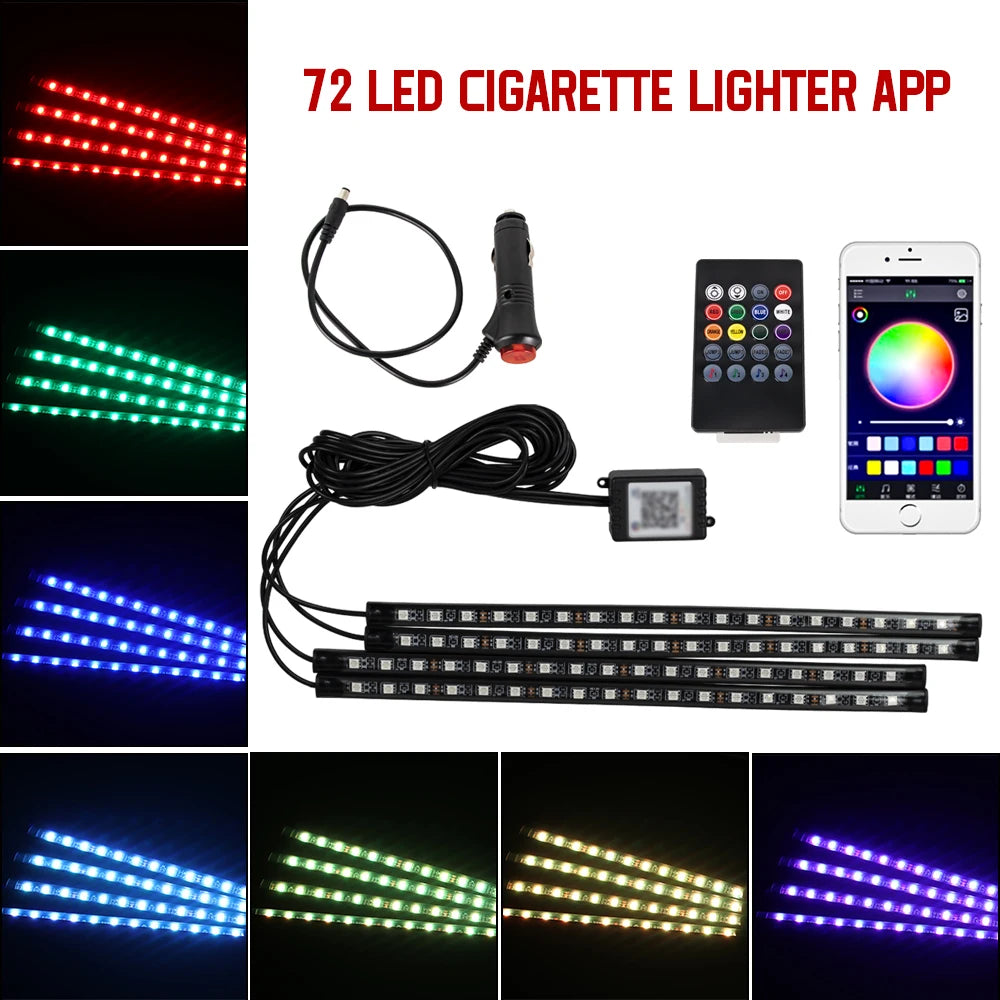 RGB Car Interior Ambient LED Light with Music Sync and App Control