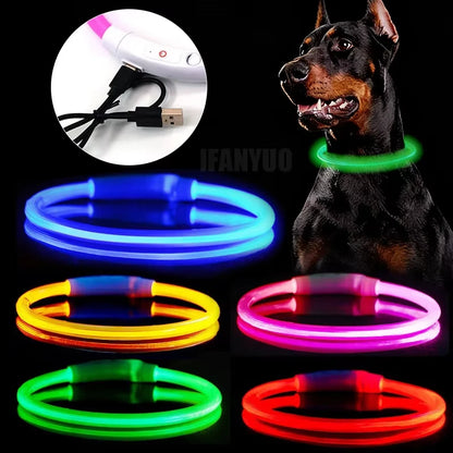 C 1pcs USB Type-C Rechargeable Pet Glowing Collar Dog LED Light Collar Luminous Anti-Lost Dog Collar Dog Necklace Collar