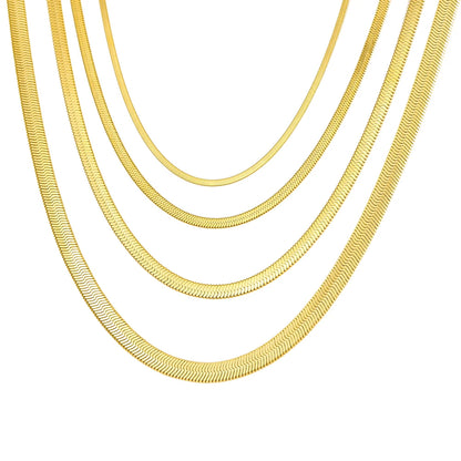 Stainless Steel Herringbone Snake Chain Necklace – Waterproof Unisex Choker