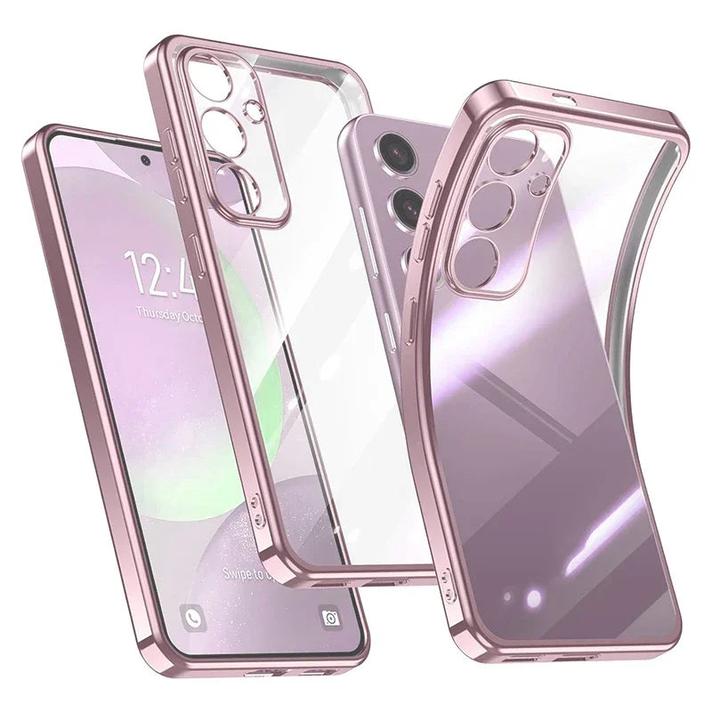Plating Silicone Soft Case For Samsung Galaxy S26 Ultra S25FE S24 S23 FE Plus A57 A37 A56 A36 A16 A17 Transparent Clear Cover
