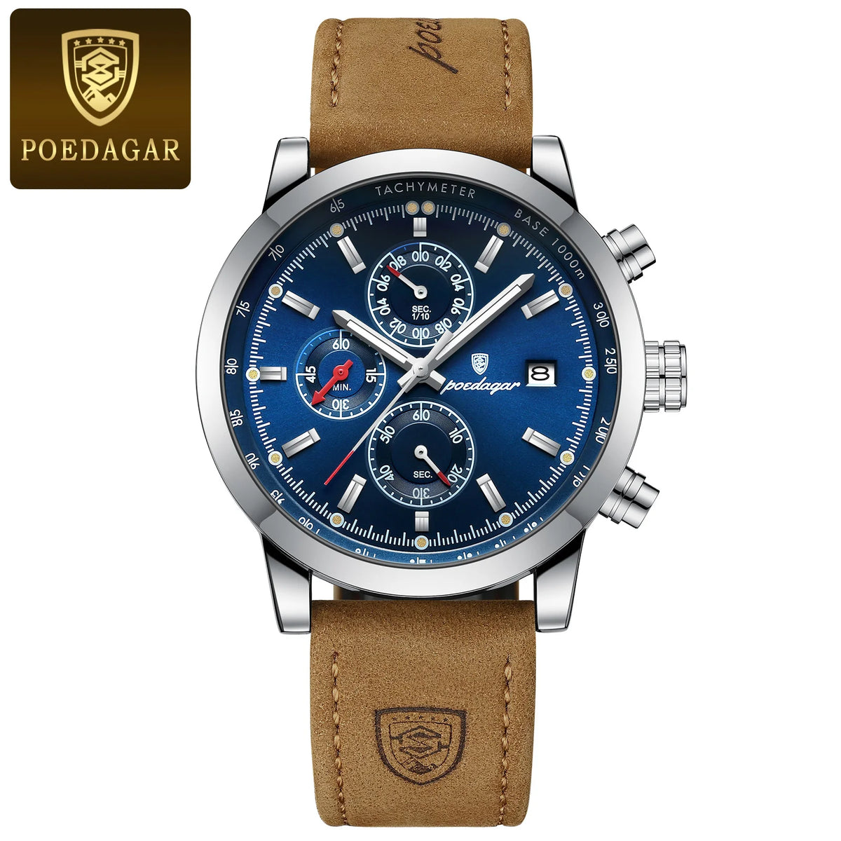 POEDAGAR Luxury Trendy Man Watch Date Waterproof Luminous Chronograph Men Watch Sports Male Stylish Leather Men's Quartz Watches