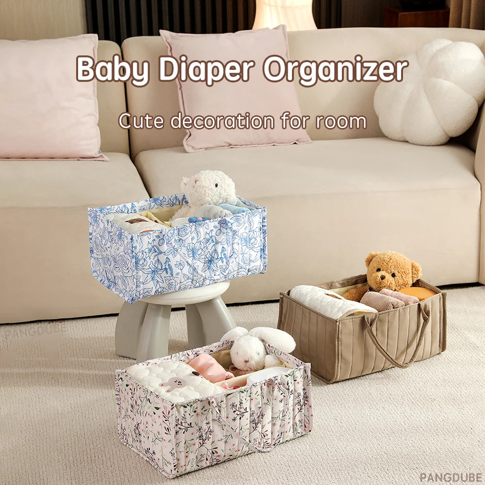 PANGDUBE Fashion Diaper Stackers & Caddies Waterproof Baby Diaper Organizer Bag Foldable Storage Bag for Baby Things